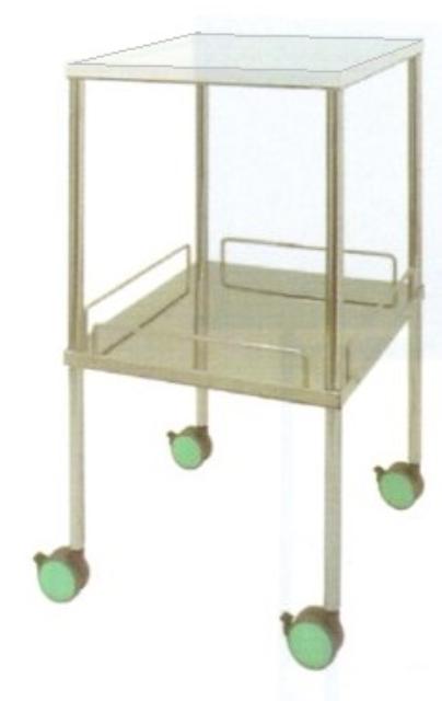 ステンレスワゴン『溶接完成品』/フラット棚2段、50mmゴム車輪(SUS304製)