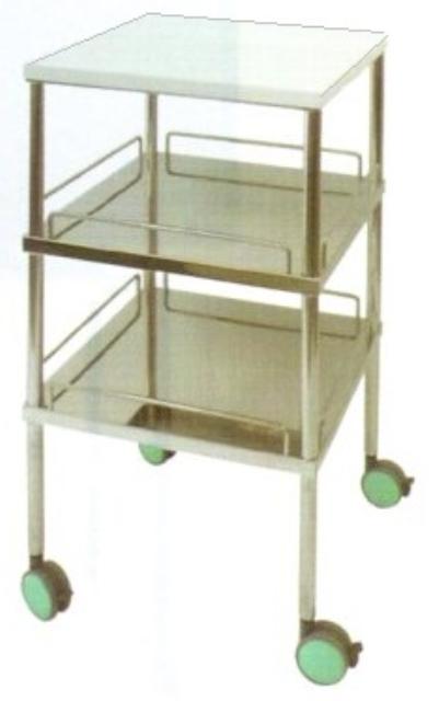 ステンレスワゴン『溶接完成品』/フラット棚2段、50mmゴム車輪(SUS304製)