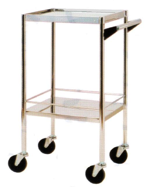 ステンレスワゴン『溶接完成品』/皿型2段、100mmゴム車輪(SUS304製)