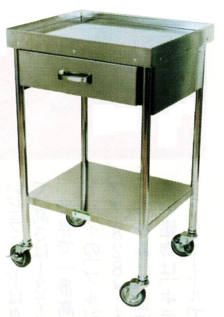 ステンレスワゴン『溶接完成品』/皿型2段、100mmゴム車輪(SUS304製)
