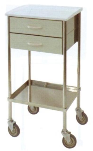 ステンレスワゴン『溶接完成品』/フラット棚2段、50mmゴム車輪(SUS304製)