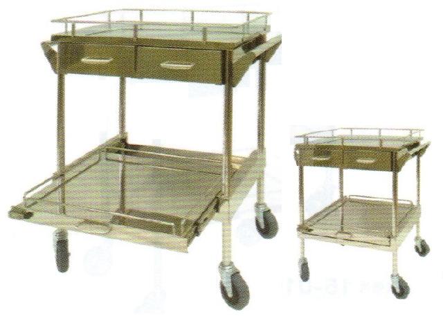 ステンレスワゴン『溶接完成品』/フラット棚2段、50mmゴム車輪(SUS304製)