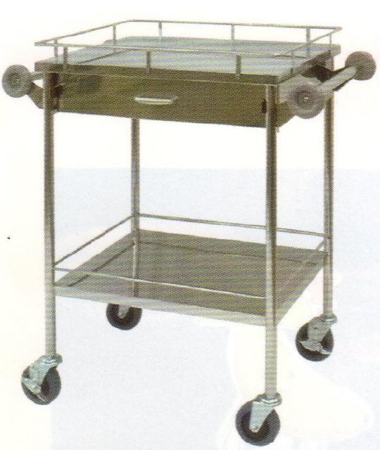 ステンレスワゴン『溶接完成品』/フラット棚2段、50mmゴム車輪(SUS304製)